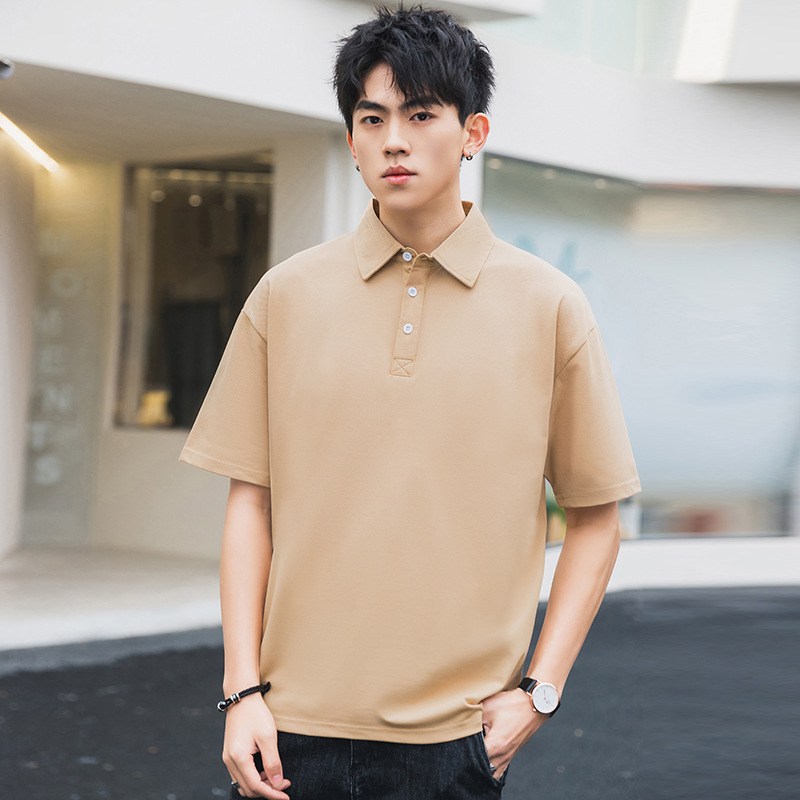 polo shirt men's solid color t-shirt loo...