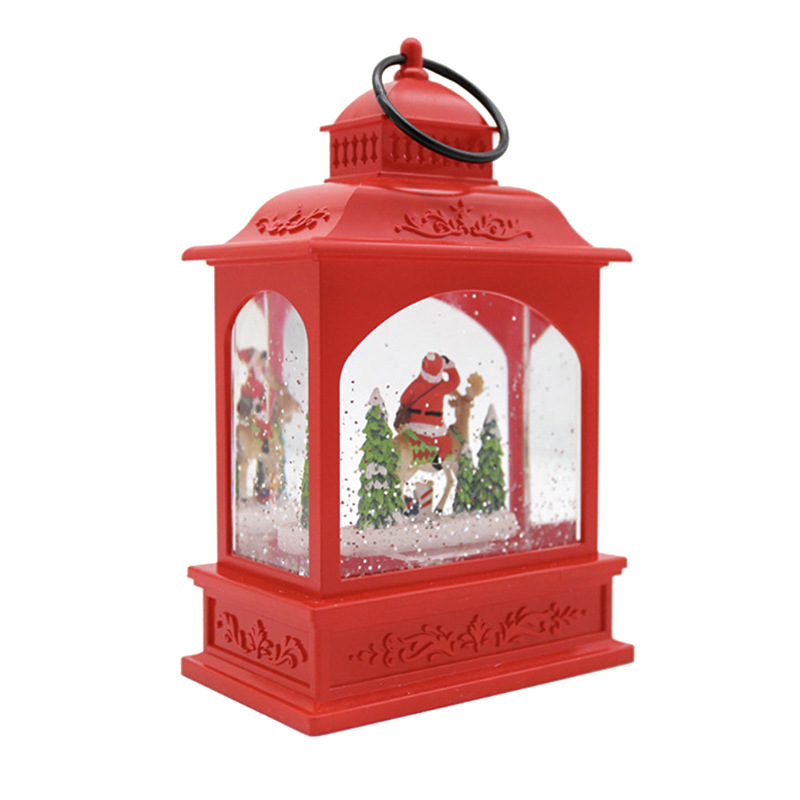 圣诞飘雪水球工艺礼品扁风灯LED发光圣诞内景烛台摆件圣诞节装饰