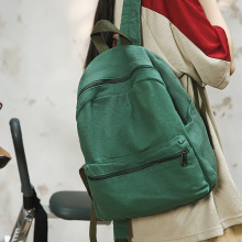 水洗帆布书包女初中生外出旅游包轻便简约背包男高中大学生双肩包