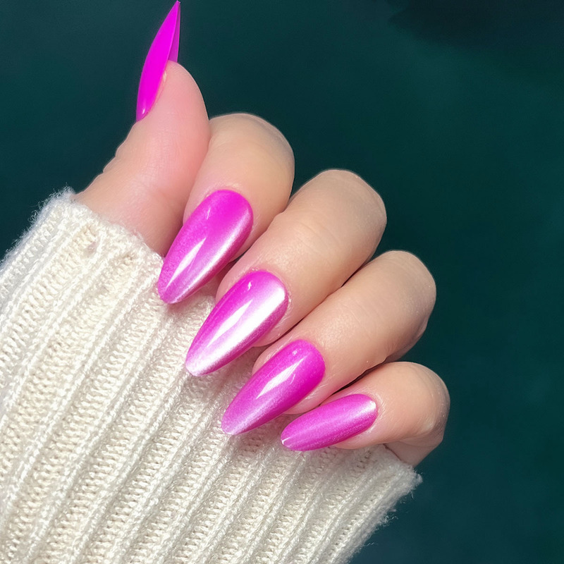 Almond-Shaped Press-On Nails in Solid Color Rose Pink Cat Eye Design, Suitable for Hand Nail Art, Finished Nail Stickers Wholesale Almond-Shaped Press-On Nails in Solid Color Rose Pink Cat Eye Design, Suitable for Hand Nail Art, Finished Nail Stickers Wholesale