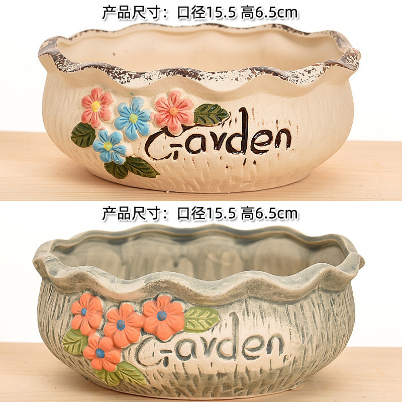多肉植物の植木鉢卸売セラミック植物粗い陶器レトロ無地焼成紫砂クリエイティブ大小直径シンプルなクロスボーダー|undefined