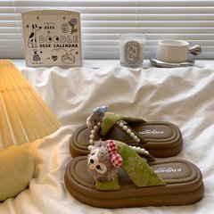 ネットセレブ超人気かわいいサンダル女性夏アウター2025新作プラットフォーム厚底ハイエンドオープントゥパールサンダル