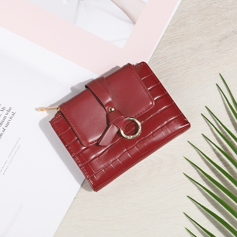 Cartera pequeña para niñas, estilo corto, versión coreana, dibujos animados bonitos, monedero compacto mini triple, tarjetero para estudiantes, tendencia transfronteriza.