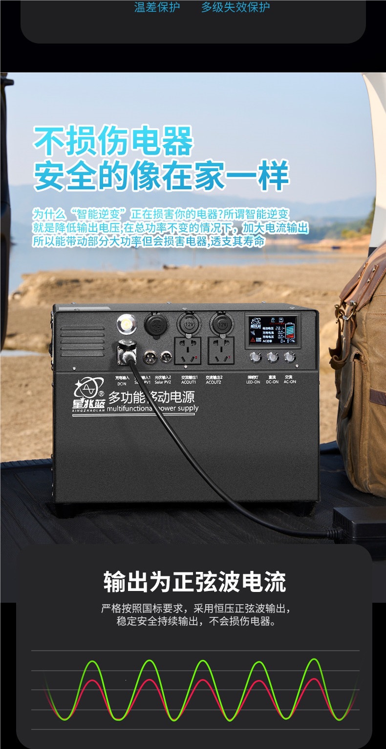 Xingzhao Blue Outdoor Mobile Power Supply 220v Portable Battery for Road Trips, Large Capacity for Car Camping and Emergency Use