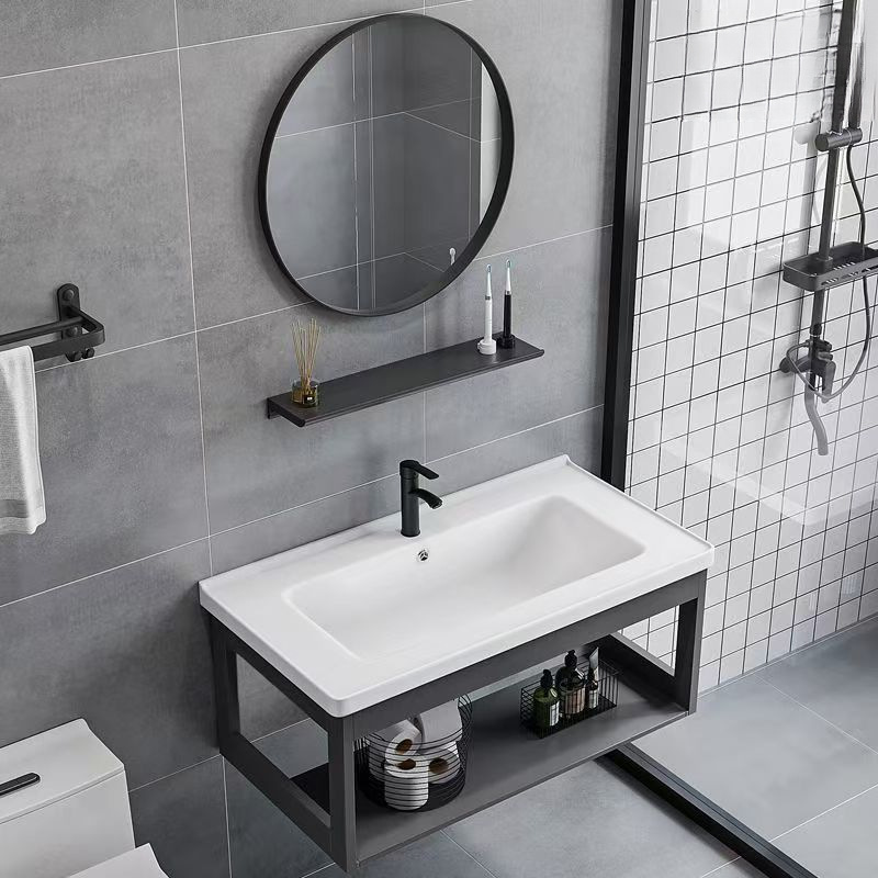 Ceramic High-Temperature Fired Wall-Mounted Washbasin Integrated Bathroom Cabinet Combination for Simple Rental Ceramic High-Temperature Fired Wall-Mounted Washbasin Integrated Bathroom Cabinet Combination for Simple Rental