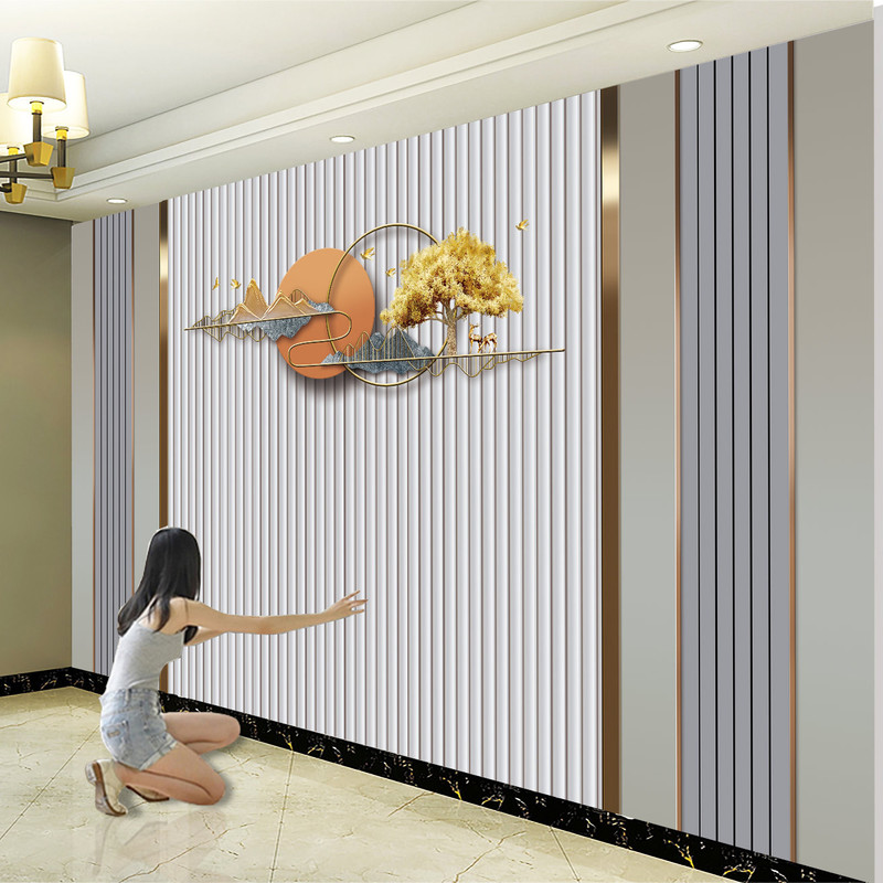新款3d无缝电视背景墙壁画轻奢立体豪华高级墙布大气墙纸8d防潮画|undefined