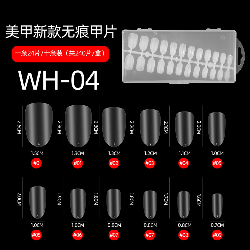 Nueva pieza de uñas sin costuras de Arte de uñas 240 piezas transparente no tallado pulido falso plegable de uñas sin costuras gota de agua pieza de uñas de ballet