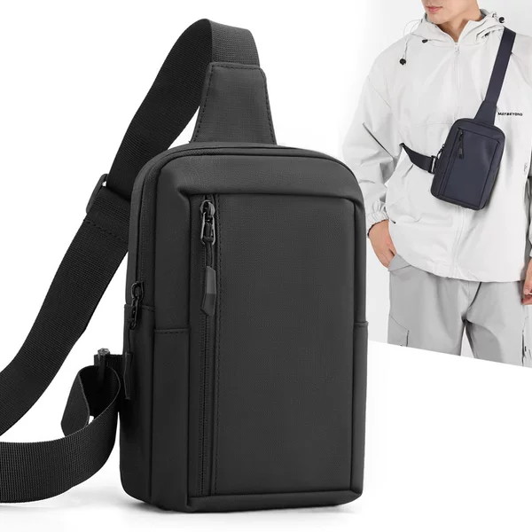 Cross-Border New Men's Shoulder Crossbody Bag, Simple and Fashionable Mobile Phone Coin Purse Chest Bag, Outdoor Sports Backpack