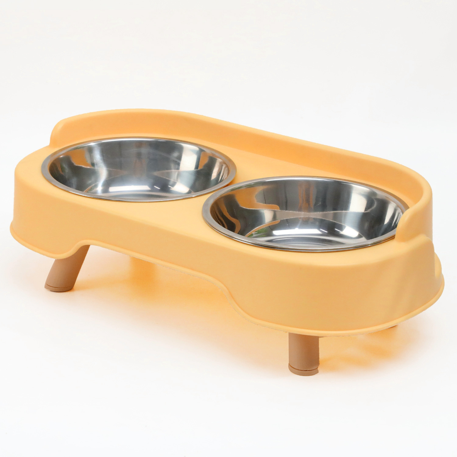 Sofá original de acero inoxidable doble cuenco anti-derroque cuello gato tazón de arroz para perros alimento para mascotas al por mayor