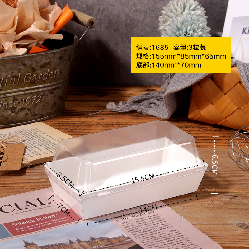 Tarato transparente barro de nieve pastel de caparazón caja de succión de plástico rectangular carne de pino caparazón queso abrazo rollo caja de embalaje de punto oeste