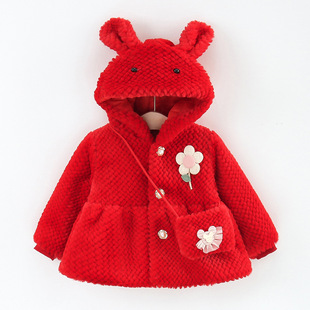 Girls' Coat Autumn and Winter 2023 New Children's Winter White Flower Hooded Woolen Sweater Coat Western Style Top