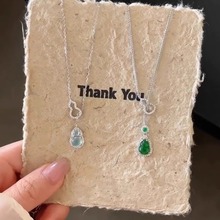 新中式福禄双环葫芦项链饰品女轻奢国风精致叠戴锆石吊坠锁骨链潮