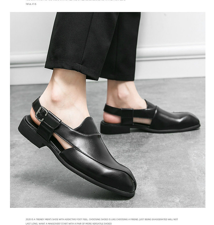 Giày sandal da nam cỡ lớn mũi vuông, quai ngang khóa cài, thoáng khí nhẹ nhàng — 5671 màu nâu, 5671 màu đen chi tiết 17
