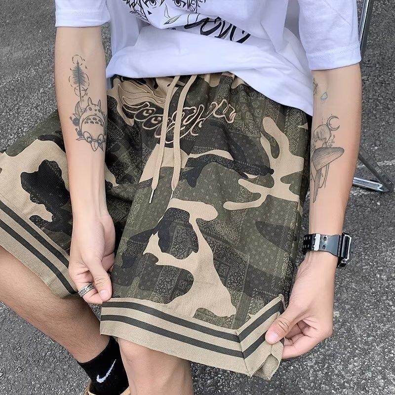 Summer Camouflage Shorts Men's Trendy Brand Embroidered Sports Basketball Pants Trendy Loose Straight Casual Five-Point Pants