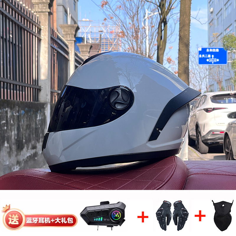 Bluetooth cross-border casco de motocicleta casco completo hombres y mujeres invierno cálido seguridad Four Seasons Knight coche eléctrico casco completo