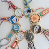 Ethnic woven bracelet, retro swiss watch, ethnic style, boho style