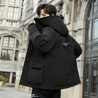 羽绒服男士2023冬季中长款加厚保暖羽绒服学生潮牌工装外套2024