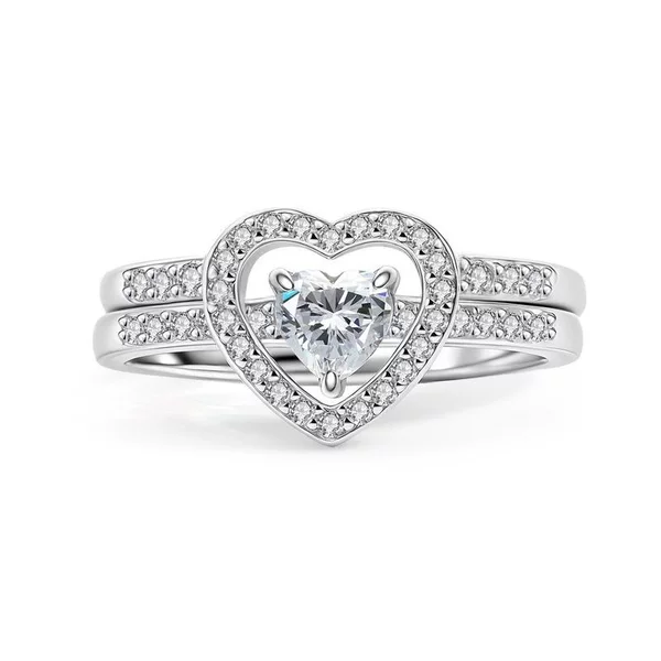 Tk European and American New Style Stackable Heart Rings, Copper Plated with Real Gold, Zircon Eight Hearts Eight Arrows 5A Zircon, Personalized Creative Pair