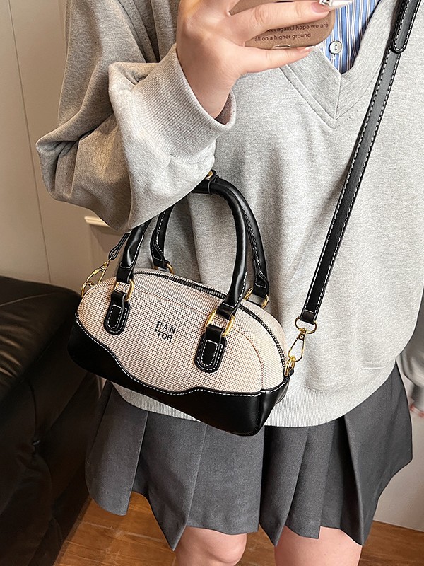 Bolso de mujer 2025 nuevo lino transfronterizo empalme bolso de mano pequeño bolso cuadrado de alta calidad de comercio exterior moda mochila