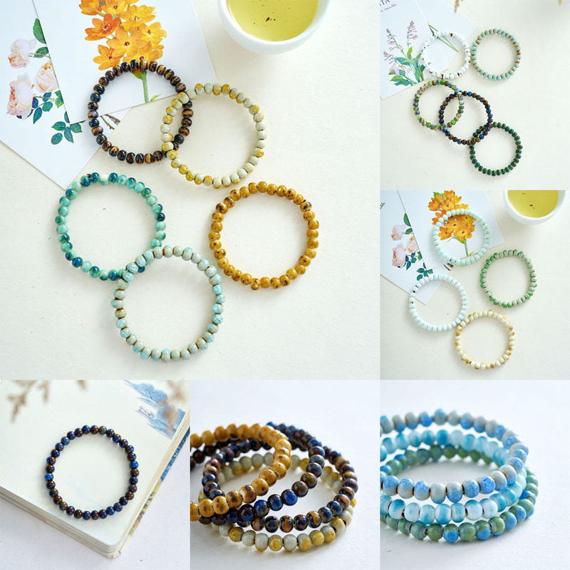 Ultra-fine 6mm Bracelet Rice Beads Beads Single Circle Literary Play Bracelet Female Summer Ceramic New Gift Stall Supply Chinese Style
