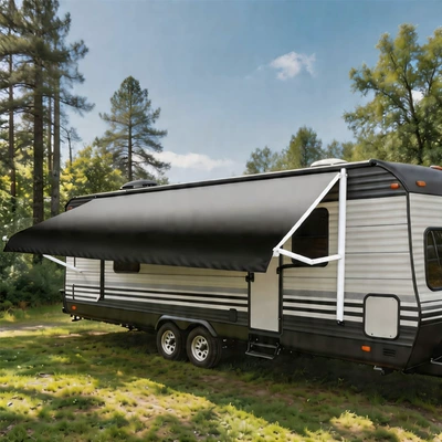 Side Awning, No-Setup Quick-Open – Avtomobil dam çadırları - black-and-white-gradient-white-pole-25x25m