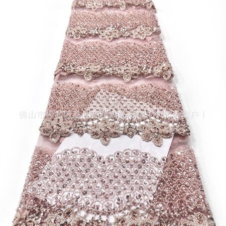 Nuevo estereoscópico 3D decalco manual cuentas tubo bordado tela de moda europea y americana vestido de boda vestido de cena tela