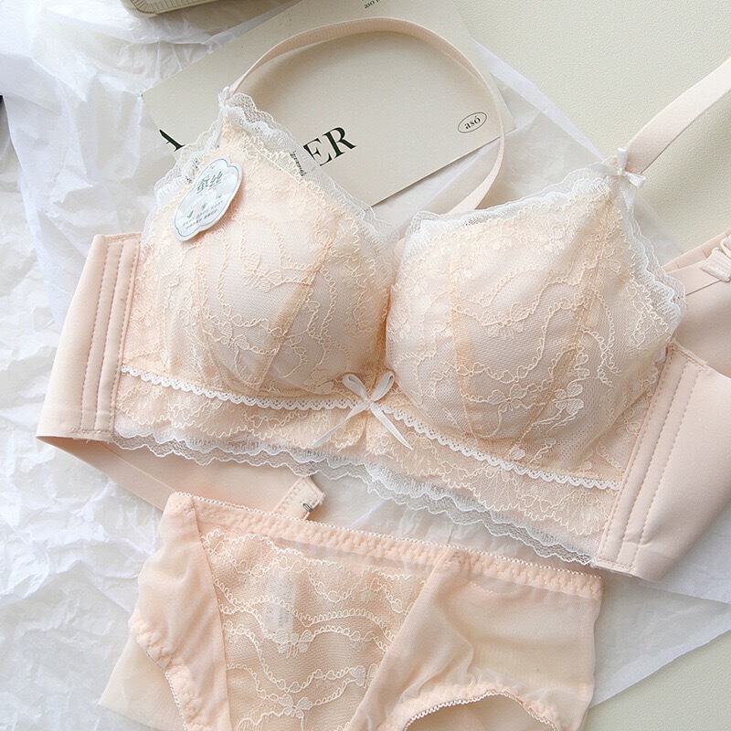 Mulberry Silk Romantic Lace Sexy Underwear Women's Comfortable Rings-free Small Chest Push-up Anti-sagging Bra suit Mulberry Silk Romantic Lace Sexy Underwear Women's Comfortable Rings-free Small Chest Push-up Anti-sagging Bra suit
