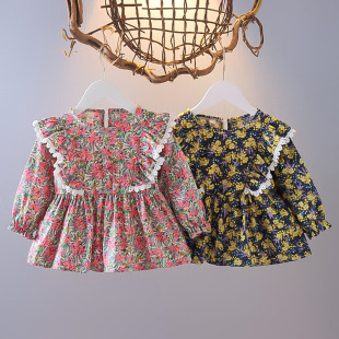 Spring and Autumn Baby Girl's Shirt Thin Girl's Shirt Autumn Children's Top Children's Cardigan Stylish Fashionable Hair