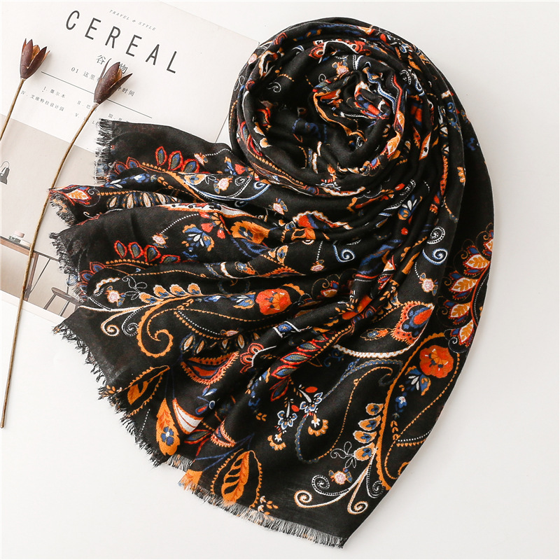 Women's Vintage Style Leaf Polyester Silk Scarves display picture 4