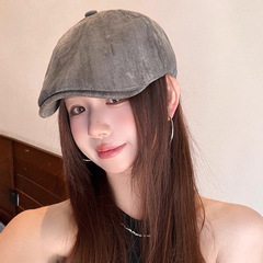 2025新款日系复古脏脏前进帽女时尚文艺画家帽百搭鸭嘴帽秋贝雷帽