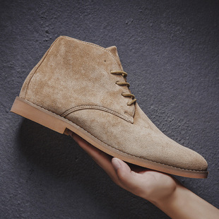 2025 Spring and Autumn Independent Station Cross-Border Amazon Men's High Top Casual Shoes Frosted Small Leather Shoes Men's Shoes Large Size Wholesale