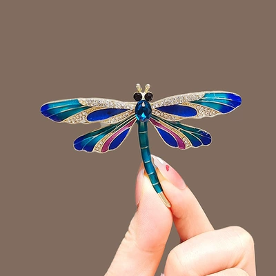 Retro New Dragonfly Brooch Dripping Oil Enamel Colorful Insect Corsage Elegant Elegant Outwear Outwear Pin Accessories (Yaxa sancaqları) - blue-fs-594