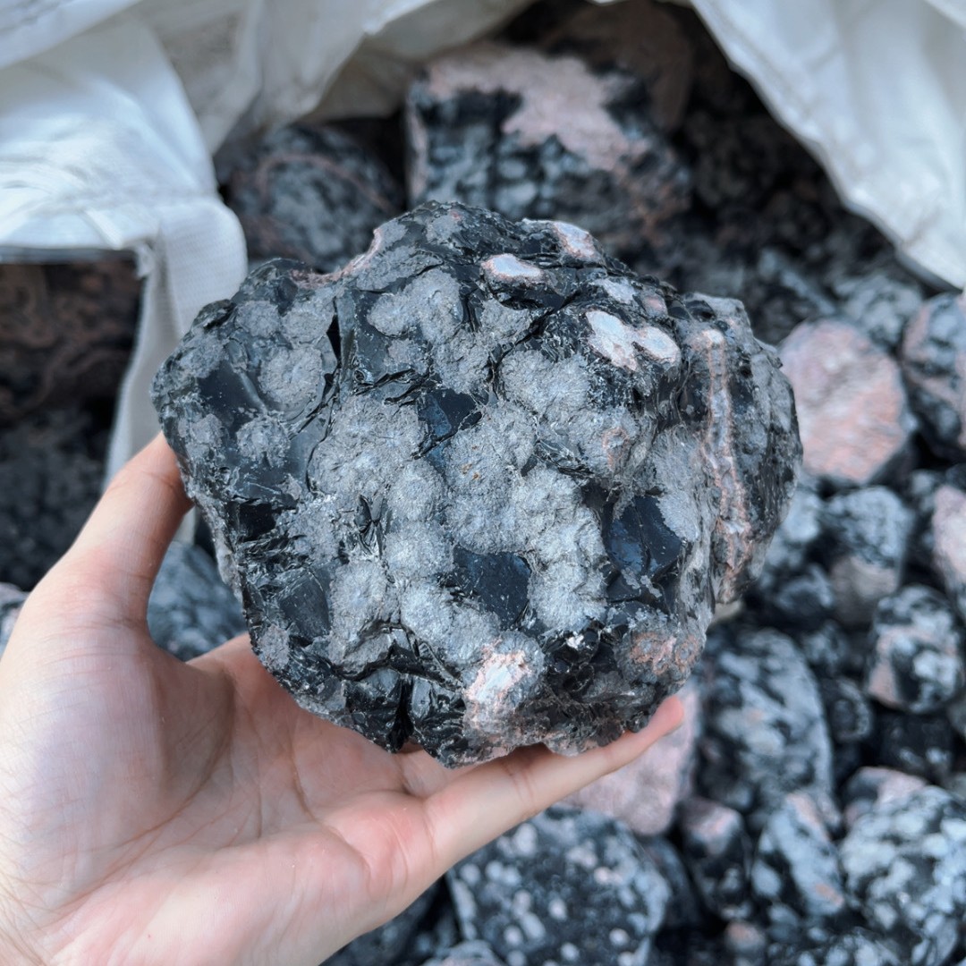 天然南非雪花黑曜石原石摆件鱼缸石造景装饰小石头儿童教学科普石