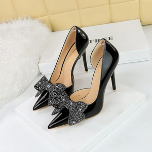 638-H8 European and American style banquet high heels, thin heels, super high heels, shallow cut pointed side cut rhines