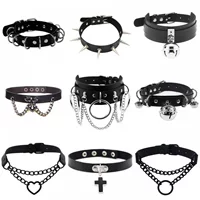 Рок панк ожерелье заклепка ошейник PUКожа Женская шея ремень choker Шея Chain Check готические украшения