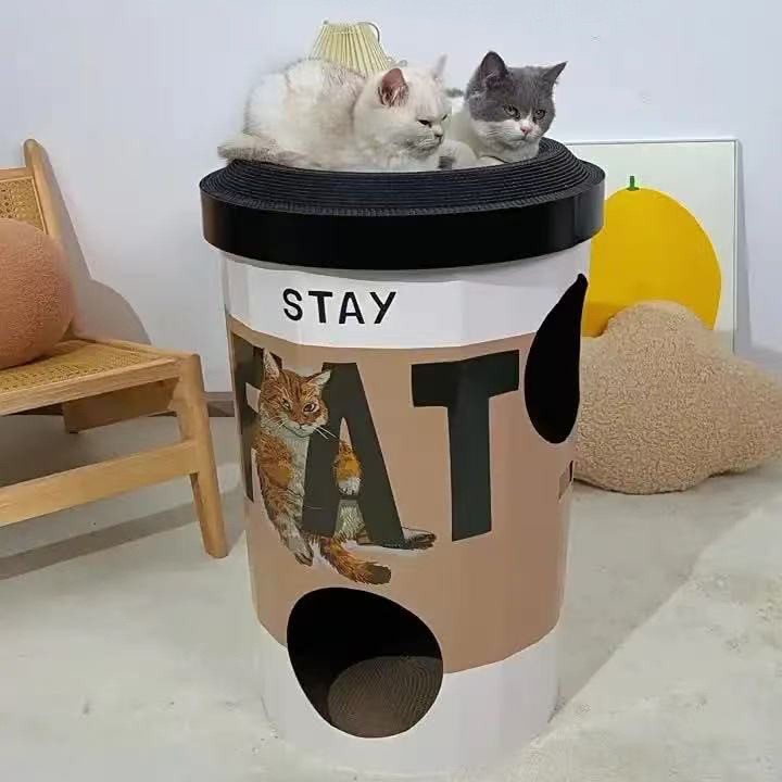 Wholesale cuatro estaciones generales gato gato gato agarrar tablero de té de leche barril de papel corrugado doble capa gato villa garra de molienda no desgaste