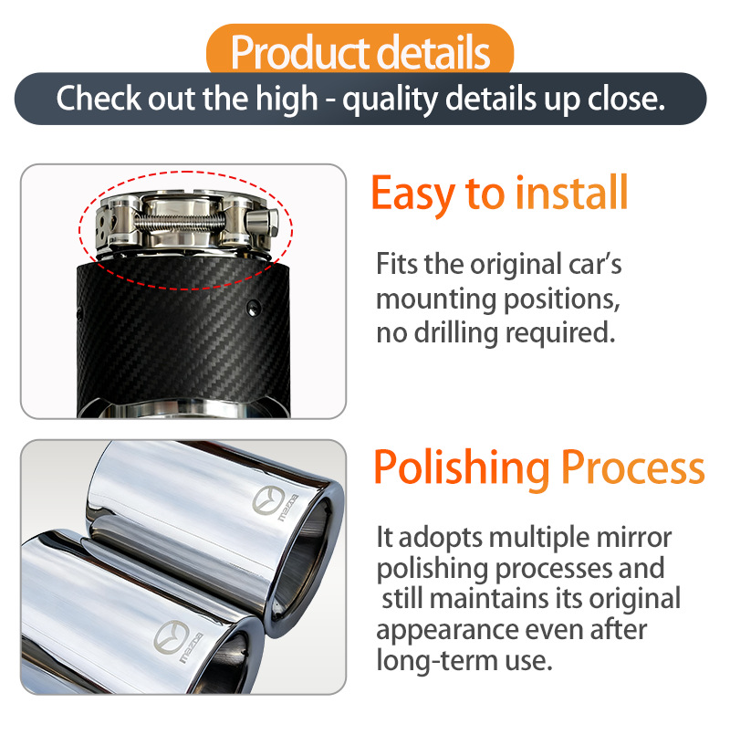 Suitable for 20-22 Model Mazda 3 Next Generation Axela Tailpipe Modification Exhaust Pipe Carbon Fiber Tailpipe