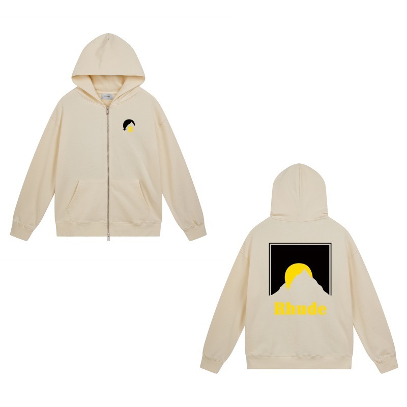 美式小众潮牌RHUDE秋冬新款ins皇冠旗帜高街复古宽松连帽卫衣男女|undefined