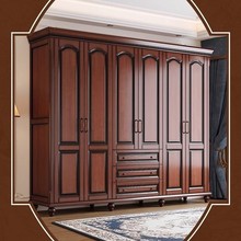 美式复古实木衣柜家用卧室全实木大容量收纳柜现代简约储物柜组合