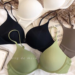 光面前扣内衣女小胸聚拢亲肤舒适一片式纽扣修身美背无钢圈文胸罩