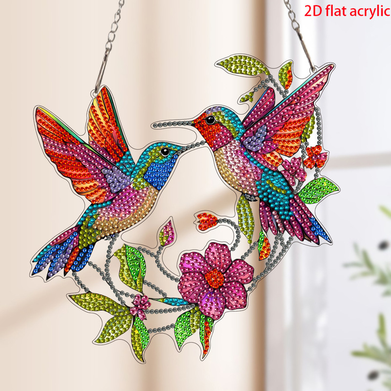 Cross-Border Amazon Hot Selling DIY Diamond Painting Pendant Hummingbird 5D Single-Sided Bright Diamond Acrylic Crafts Cross-Border Amazon Hot Selling DIY Diamond Painting Pendant Hummingbird 5D Single-Sided Bright Diamond Acrylic Crafts