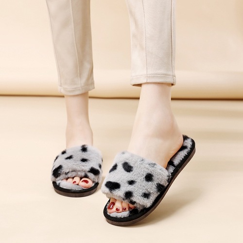 Fairy Wind Five-Star Fluffy Slippers for Women, Outdoor Wear  Autumn New Plush Air-Conditioned Room Lazy One-Sided Cotton Slippers