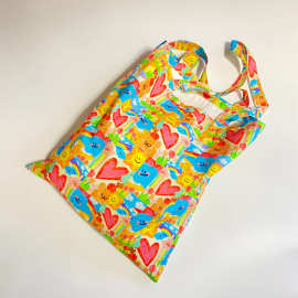 现货夏季甜美可爱棉布单肩布包女双层通勤出行便携薄款手提帆布袋