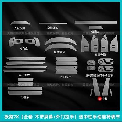 Car interior film: Zeekr 7X Window Lift Panel - ji-krypton-7x-full-set-without-screen-exterior-door-handle-comes-with-manual-seat-adjustment-on-the-center-pillar