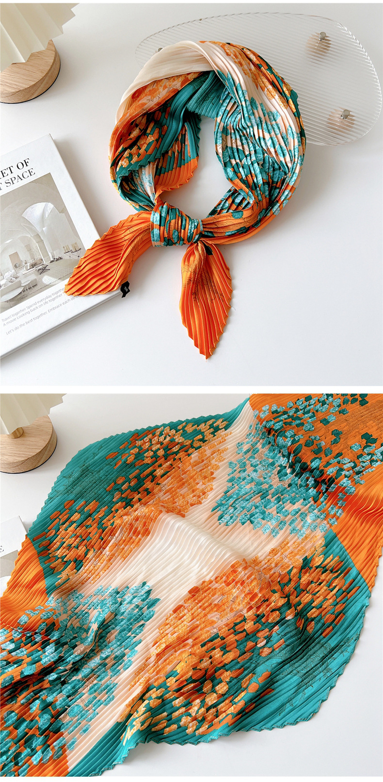 Women's Simple Style Color Block Flower Polyester Printing Scarf display picture 3