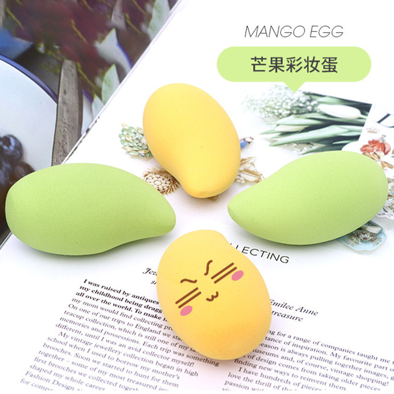 Mango huevo de maquillaje, polvo de fruta, polvo de maquillaje, esponja de maquillaje, pó de maquillaje, ropa seca y húmeda, venta directa de fábrica