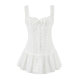 Foreign trade list! Spring New Women's Clothing French Style Cotton Embroidered Square Collar Tight Waist Sling dress