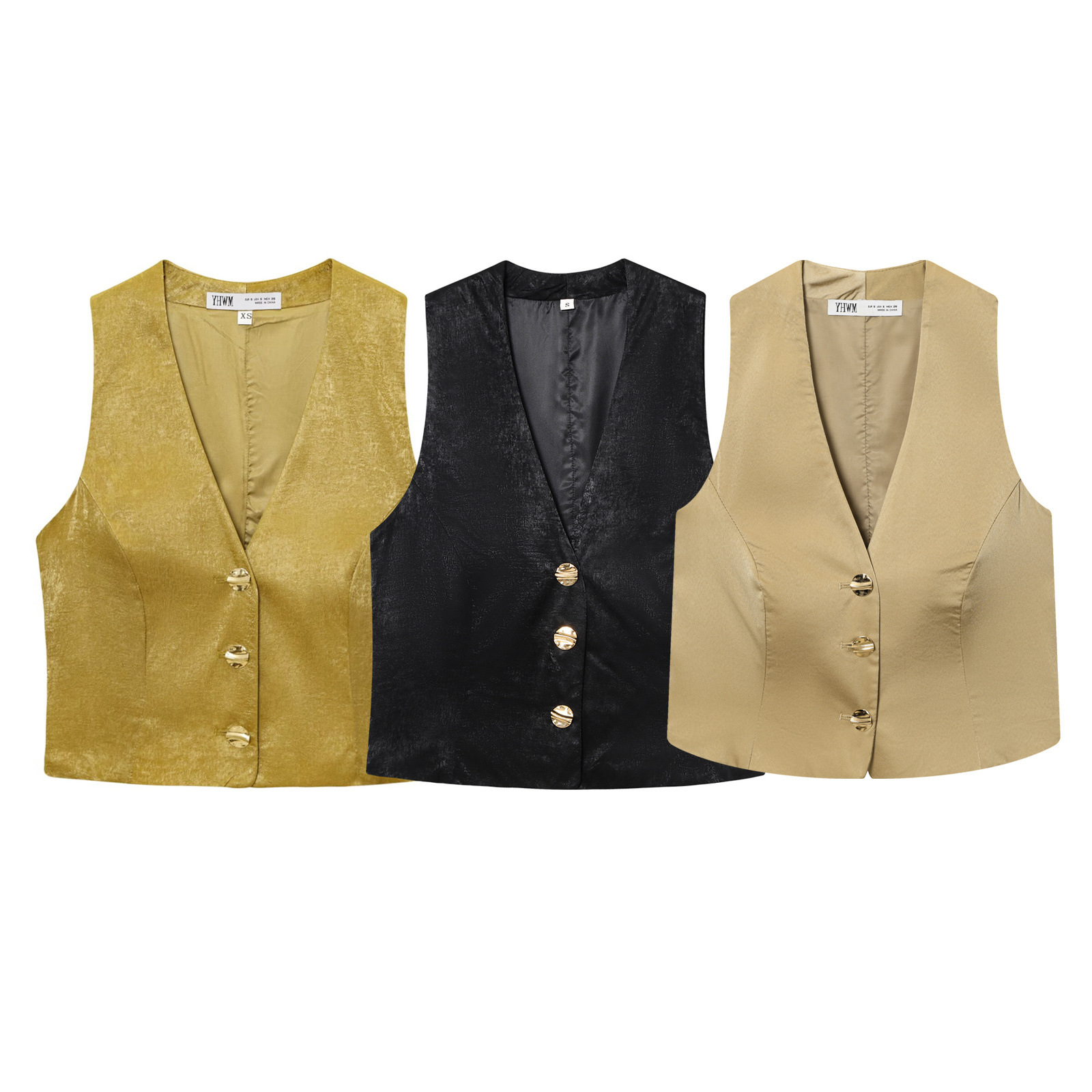 ZA comercio exterior al por mayor estilo francés de moda de botón dorado de seda seda seda texturas camisas 7484091