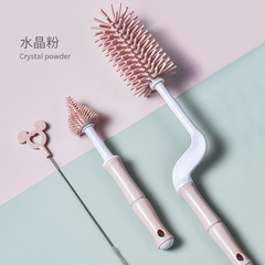 360-degree rotating silicone baby bottle brush, long-handled nipple brush, hangable cleaning brush, set of three