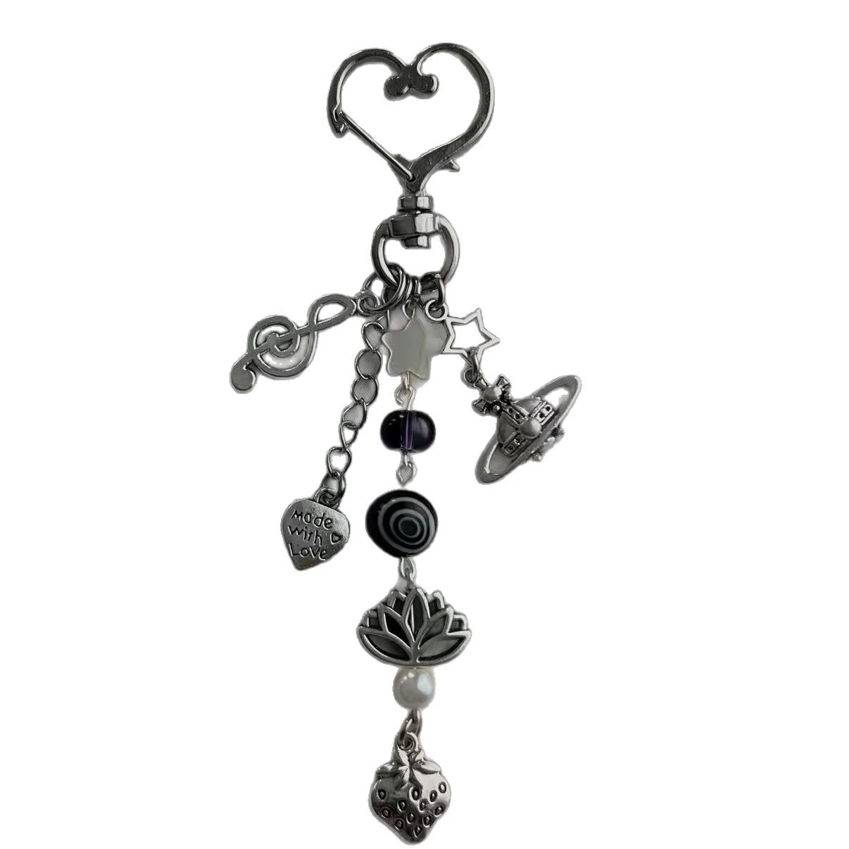 Pendant charm, handmade beaded phone & bag accessory with alloy car, 12×3×1 cm, 16 g